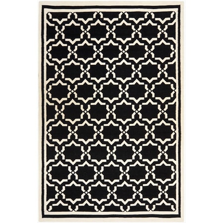 Safavieh 5 Ft. X 8 Ft. Medium Rectangle Contemporary Dhurries, Black And Ivory, Flatweave Rug DHU545L-5
